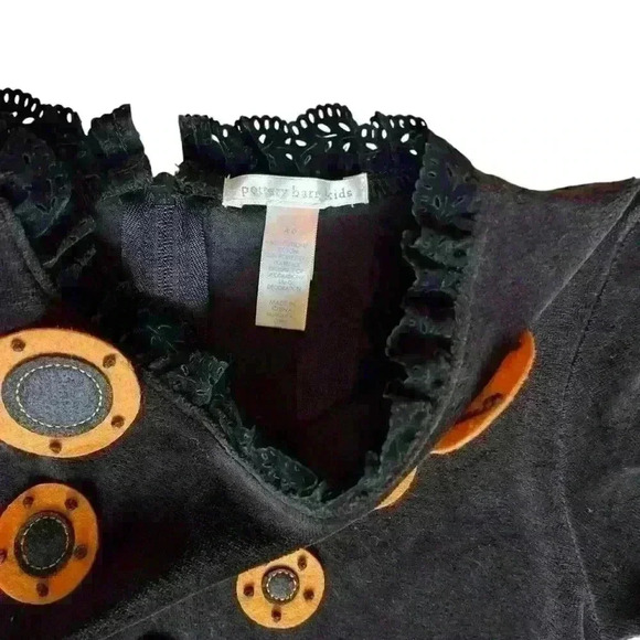 Pottery Barn Velvet Black and Orange Polka Dress Size 4T - Picture 5 of 5